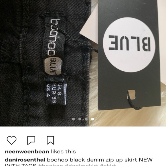 boohoo black denim zip up skirt - Picture 5 of 6